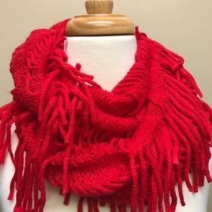 Bright red infinity scarf